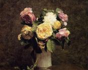 Roses in a White Porcelin Vase - 亨利·方丹·拉图尔